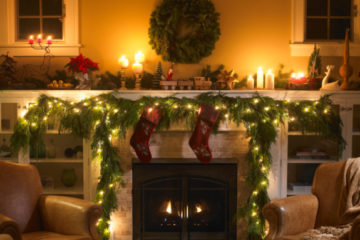 Fireplace with Christmas decoration