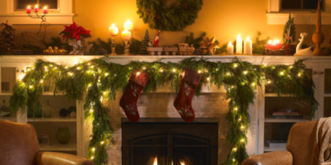 Fireplace with Christmas decoration